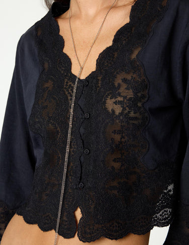 ANTHRACITE LACE BUTTON-UP SHIRT