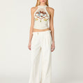 EMBROIDERED MESH TOP