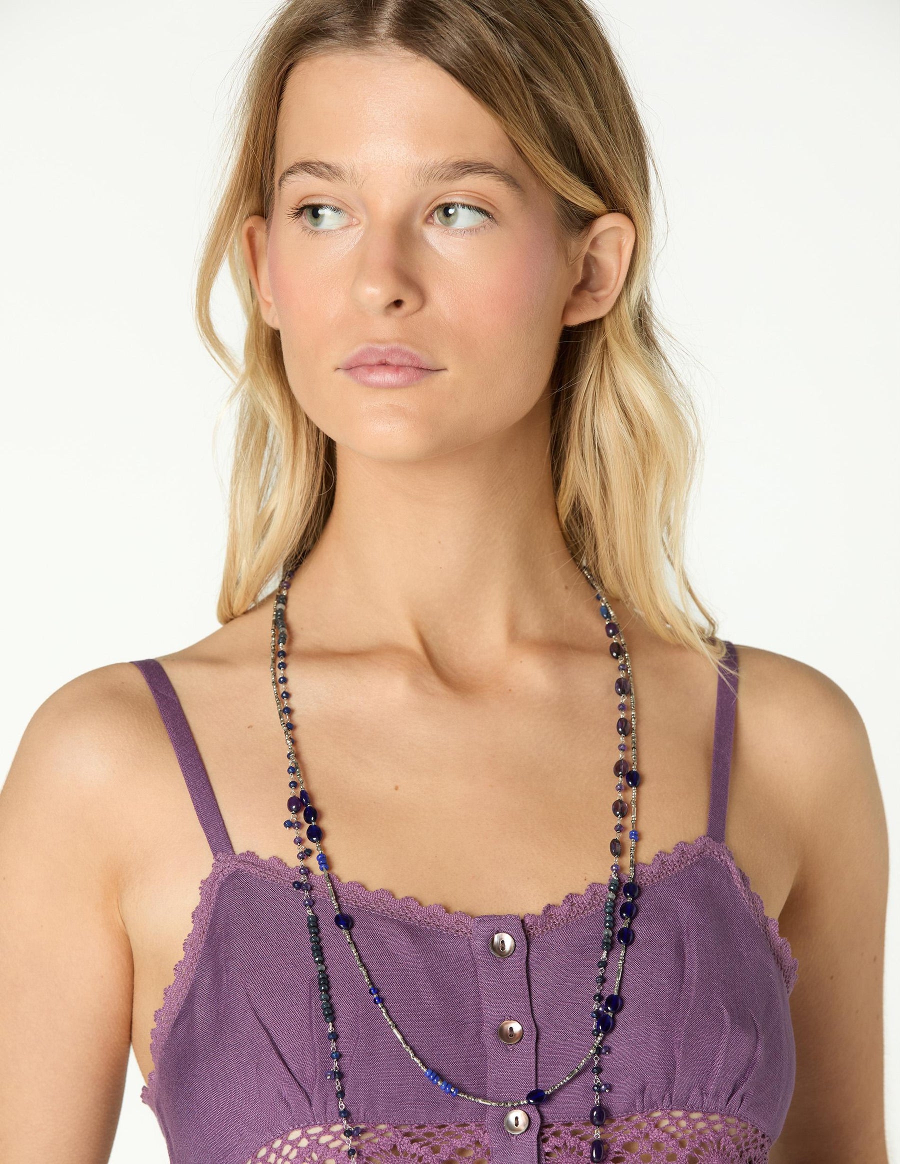PURPLE DRAWSTRING CAMI TOP