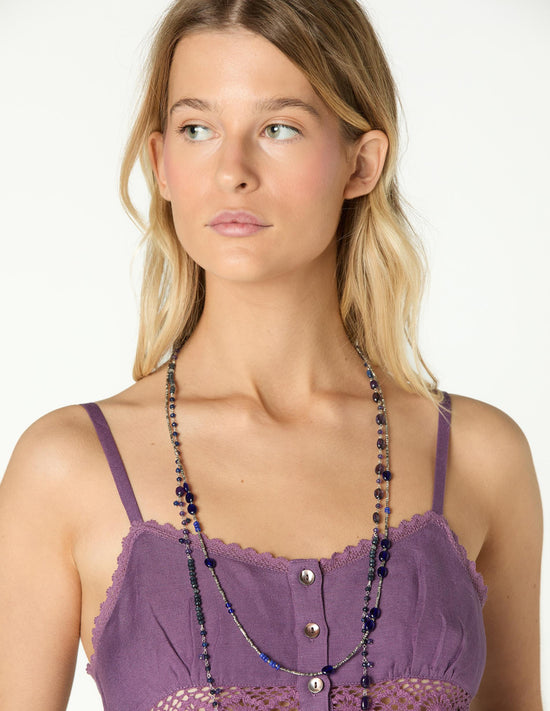PURPLE DRAWSTRING CAMI TOP