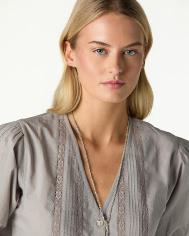 V-NECK LACE SHIRT IRON GREY