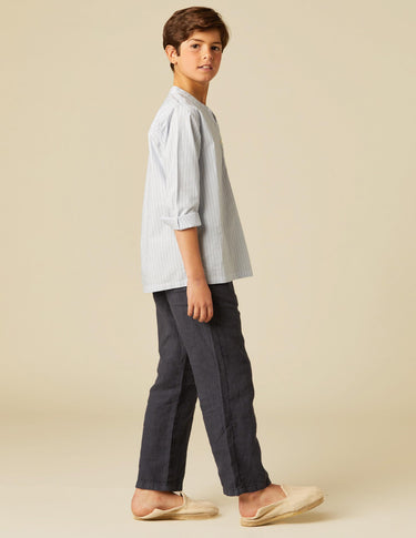 DARK BLUE LINEN TROUSERS