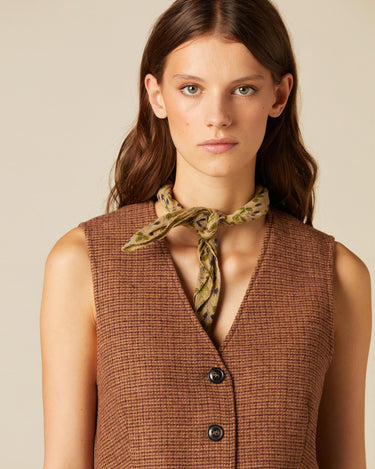 SMALL CHECK BROWN WAISTCOAT