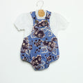 VINTAGE ANILINE BLUE DUNGAREES WITH PRINT