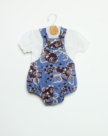 VINTAGE ANILINE BLUE DUNGAREES WITH PRINT
