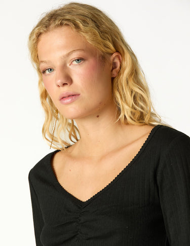 CAMISETA FRUNCE POINTELLE BLACK