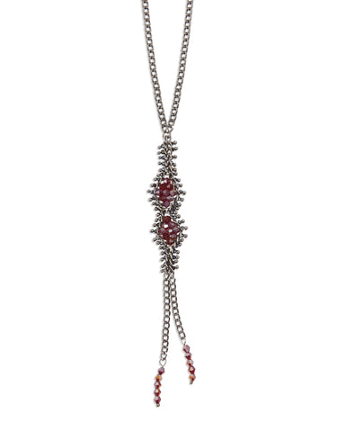 COLLAR BEADS GRANATE ROMBO
