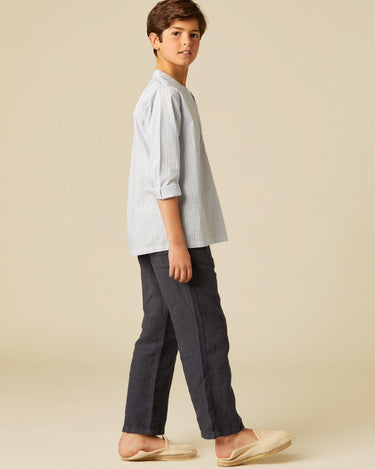 DARK BLUE LINEN TROUSERS