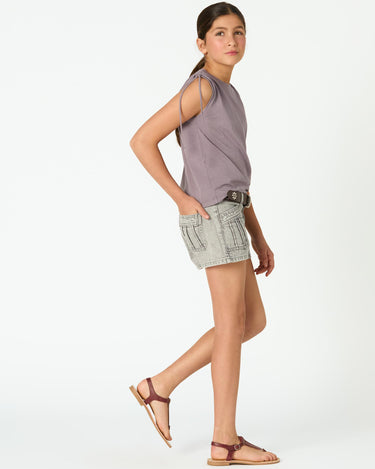 OVERCAST RUFFLED SHOULDER T-SHIRT