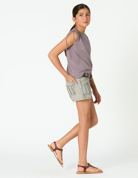 OVERCAST RUFFLED SHOULDER T-SHIRT