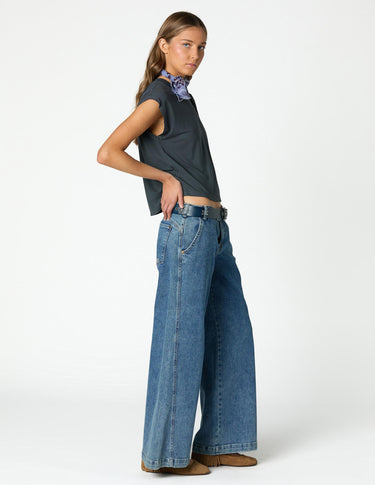 EMBROIDERED BLUE NN TROUSERS