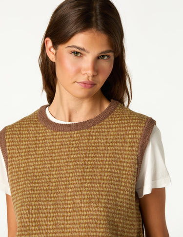 CHALECO PUNTO MIX MARRON