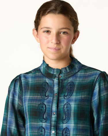 BLUE CHECK EMBROIDERED SHIRT