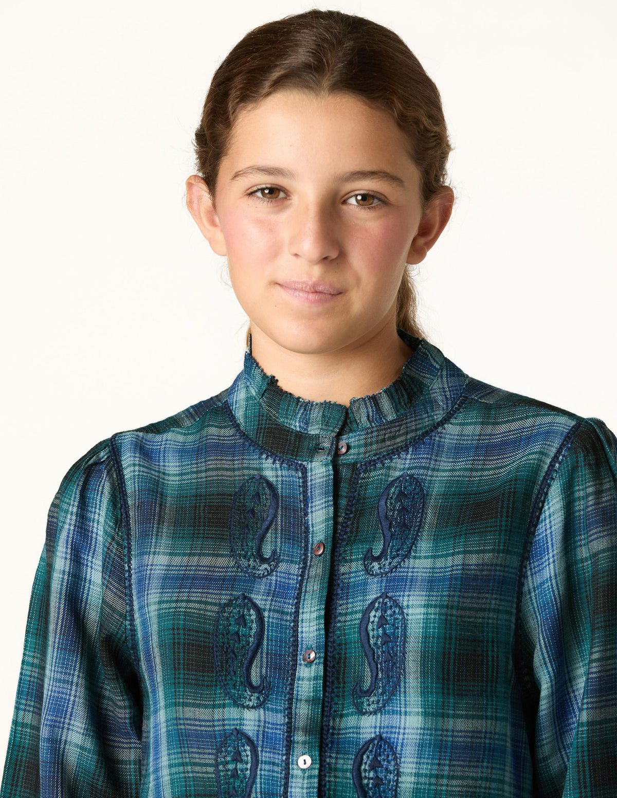 BLUE CHECK EMBROIDERED SHIRT