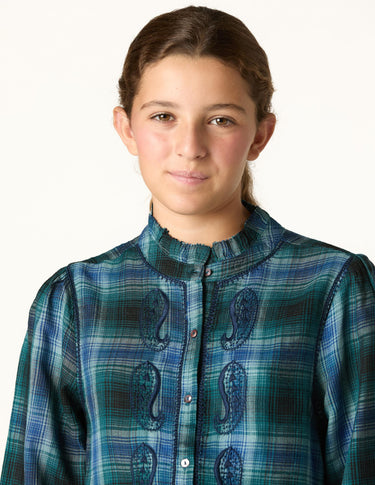 BLUE CHECK EMBROIDERED SHIRT