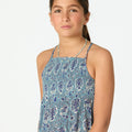 GARDEN POND PRINT STRAPPY DRESS