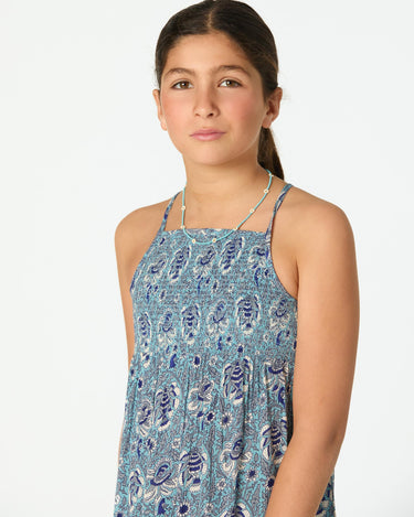 GARDEN POND PRINT STRAPPY DRESS