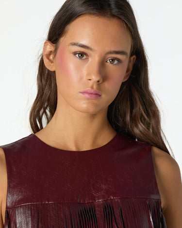 BURGUNDY FRINGE DRESS