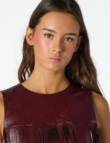 BURGUNDY FRINGE DRESS