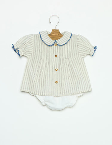 ECRU STRIPED SHIRT STITCHING