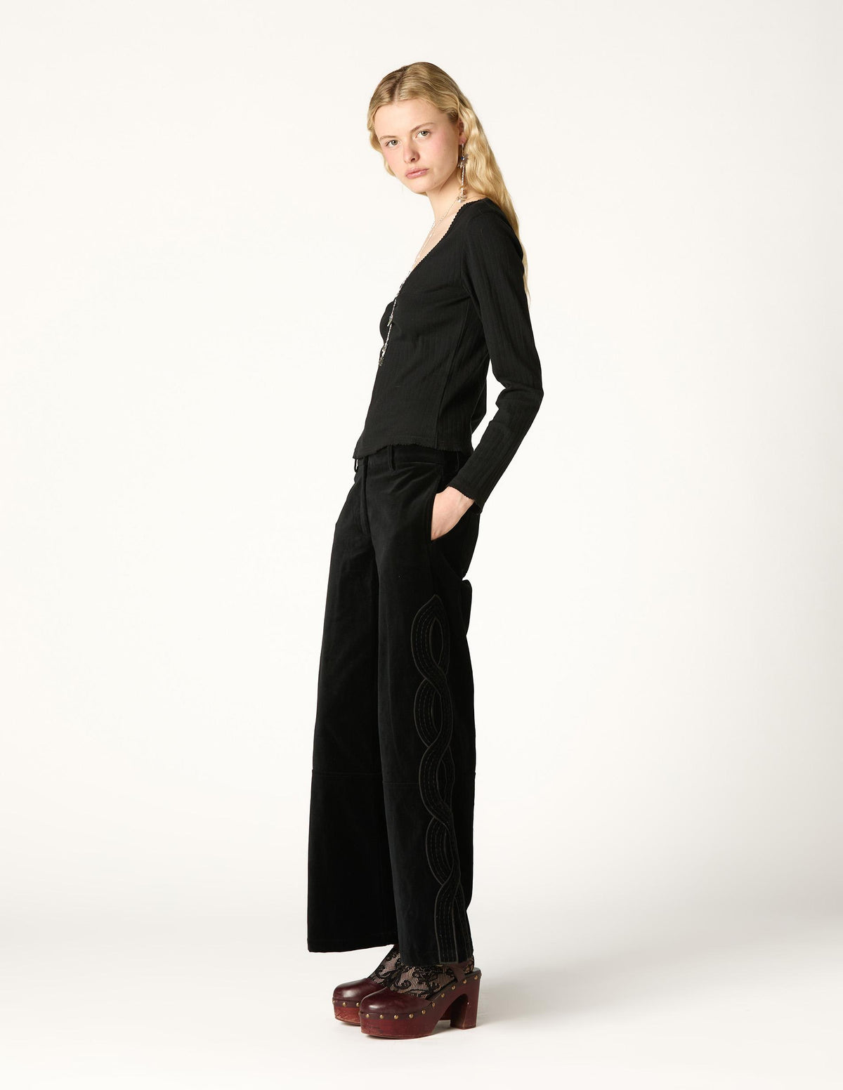 EIGHTS BLUE VELVET TROUSERS