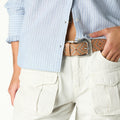 BEIGE CARGO POCKET TROUSERS