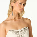 STUDDED STRAPLESS WHITE DRESS