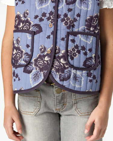 VINTAGE PRINT ANILINE BLUE VEST