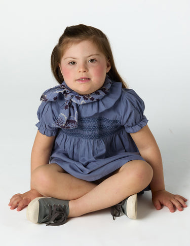 ANILINE BLUE SMOCKED DRESS