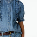 RUFFLE DENIM SHIRT