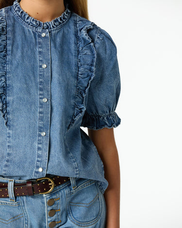 RUFFLE DENIM SHIRT