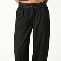 BLACK STUDDED HAREM TROUSERS