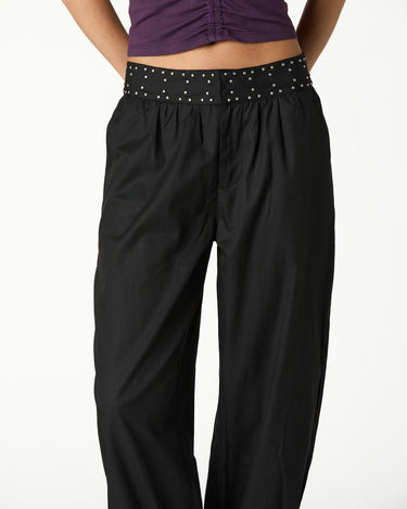 BLACK STUDDED HAREM TROUSERS