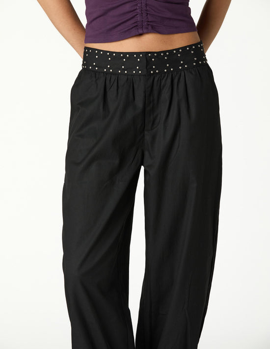 BLACK STUDDED HAREM TROUSERS