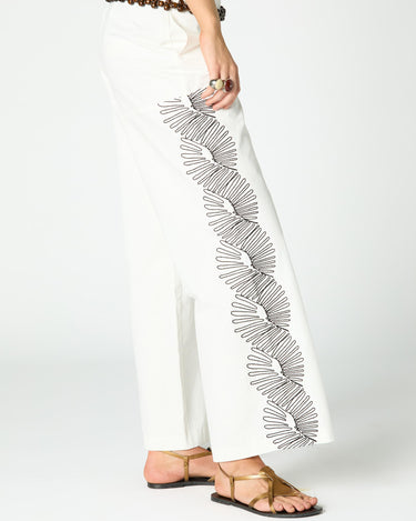 EIGHTS EMBROIDERED TROUSERS ECRU