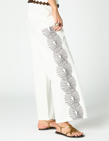 EIGHTS EMBROIDERED TROUSERS ECRU