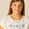 BLUE EMBROIDERED ELASTICATED DRESS