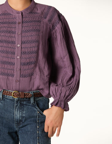 CAMISA NIDOS CUELLO REDONDO CHOCOLATE
