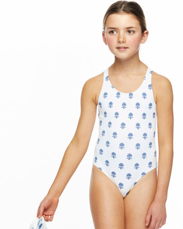 Blue Indian flower swimsuit