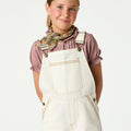 WHITE DUNGAREES EMBROIDERED POCKETS