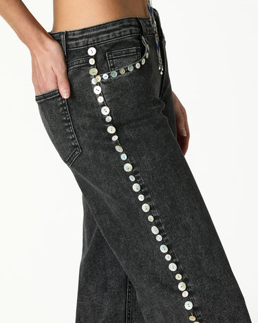 GRAY PEARL BUTTON DENIM