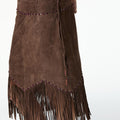 BROWN SUEDE FRINGED SKIRT