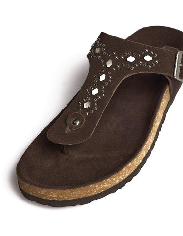 RHOMBUS STUD SANDAL BROWN