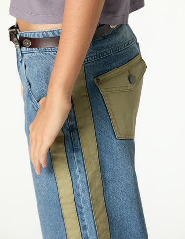 BLUE DENIM CONTRAST STRAP