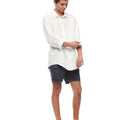White linen V-neck shirt