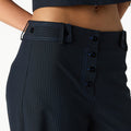 NAVY PINSTRIPE BUTTON-WAIST TROUSERS