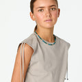 GATHERED SHOULDER T-SHIRT IRON GREY