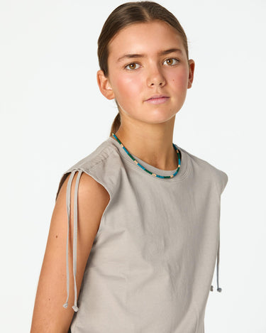 GATHERED SHOULDER T-SHIRT IRON GREY