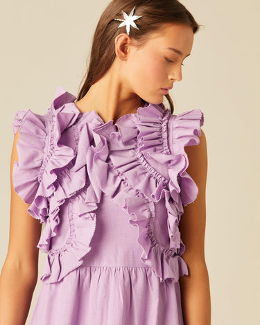VESTIDO VOLANTES LILA