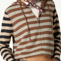 KNITTED STRIPED JACKET BROWN